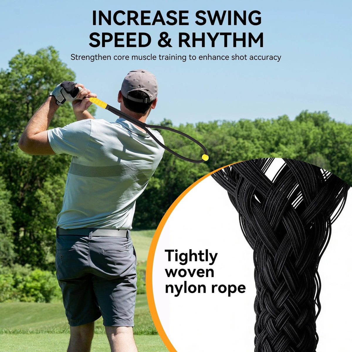 Golf Rope Swing Trainer to Improve Speed, Tempo for Golf Warm-Up Practice