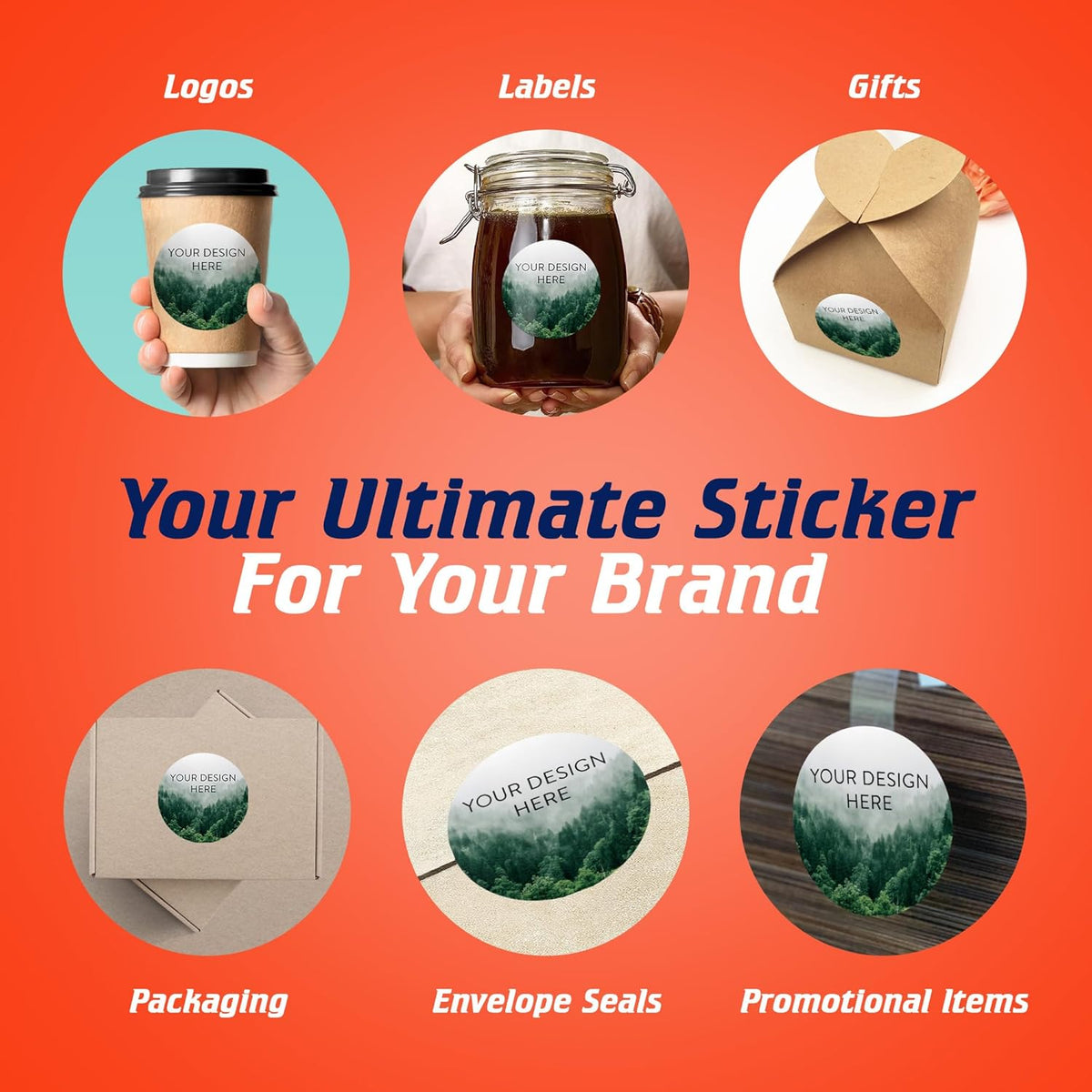 100 Custom Vinyl Stickers - Upload Your own Image, Text, Design, Logo - Personalized Logo Labels for Handmade, Packaging, Bottle, Jars, Candle, Brand Stickers (Foggy Valley, 3x3)