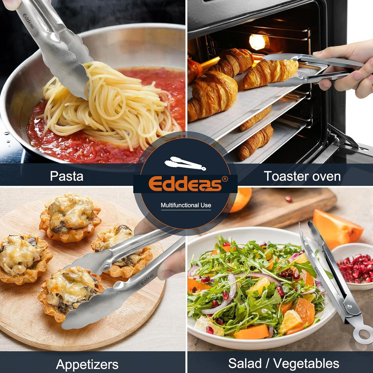 2 Pcs 7 Inch Small Tongs, Heavy Duty Stainless Steel Kitchen Tongs, For Cooking, Food, Buffet, Salad, Fruits, Bread, Dishwasher Safe