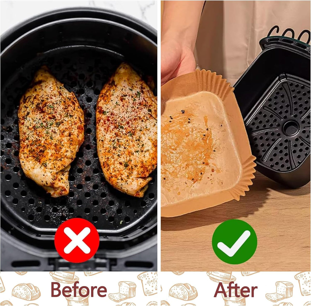 9 Inch Air Fryer Liners Disposable, 125 Pack Parchment Paper Sheets for Air Fryer Basket, Non-Stick, Disposable, Unbleached, Heat Resistant, Fits 5-8 QT Air Fryers, Oil-Free & Healthy Cooking