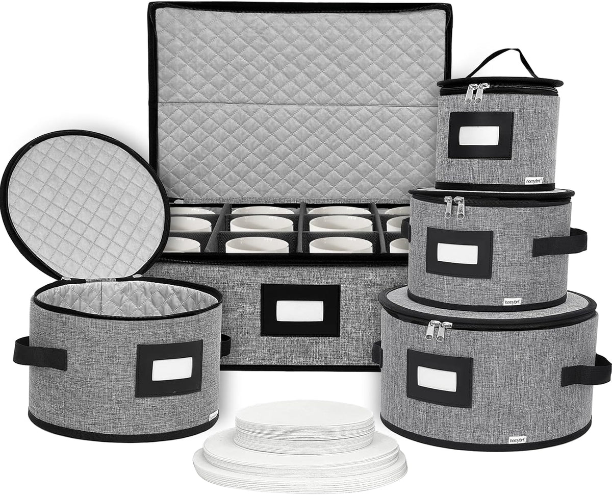 homyfort China Storage Containers, Hard Shell for Plates, Moving Boxes for Dishes, Cups, Mugs, Tableware Moving Supplies for Kitchen Organization- 5-Piece Set (5-piece set)