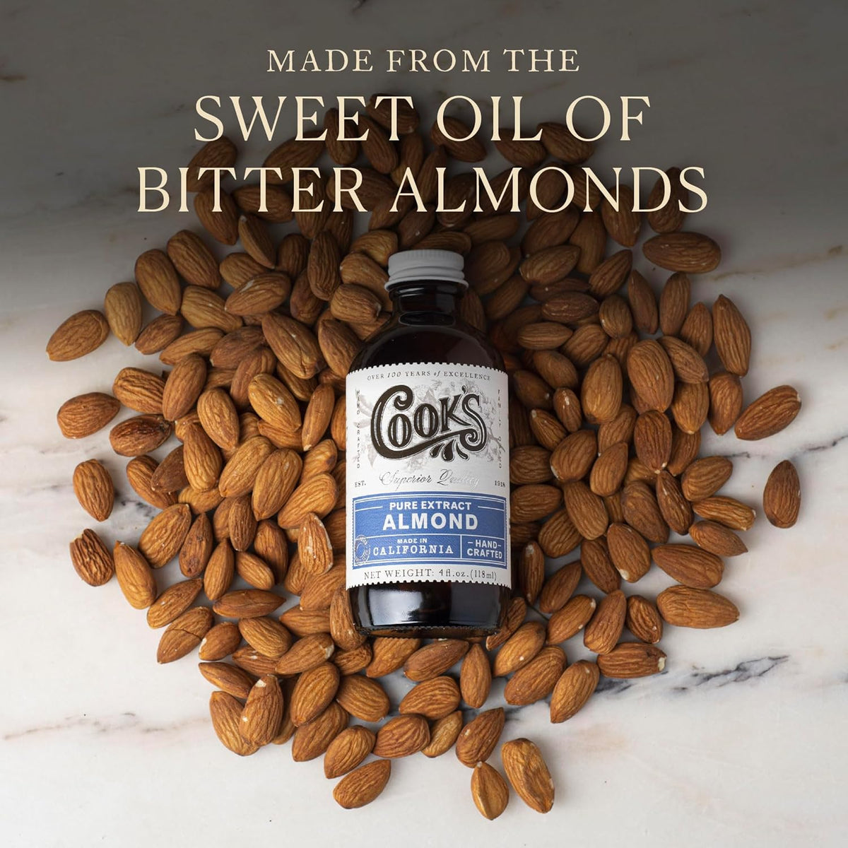 Cook’s, Pure Almond Extract for Baking, Cooking, and Mixology, Allergen Free Almond Flavoring Extract, 128 Ounces (1 Gallon)