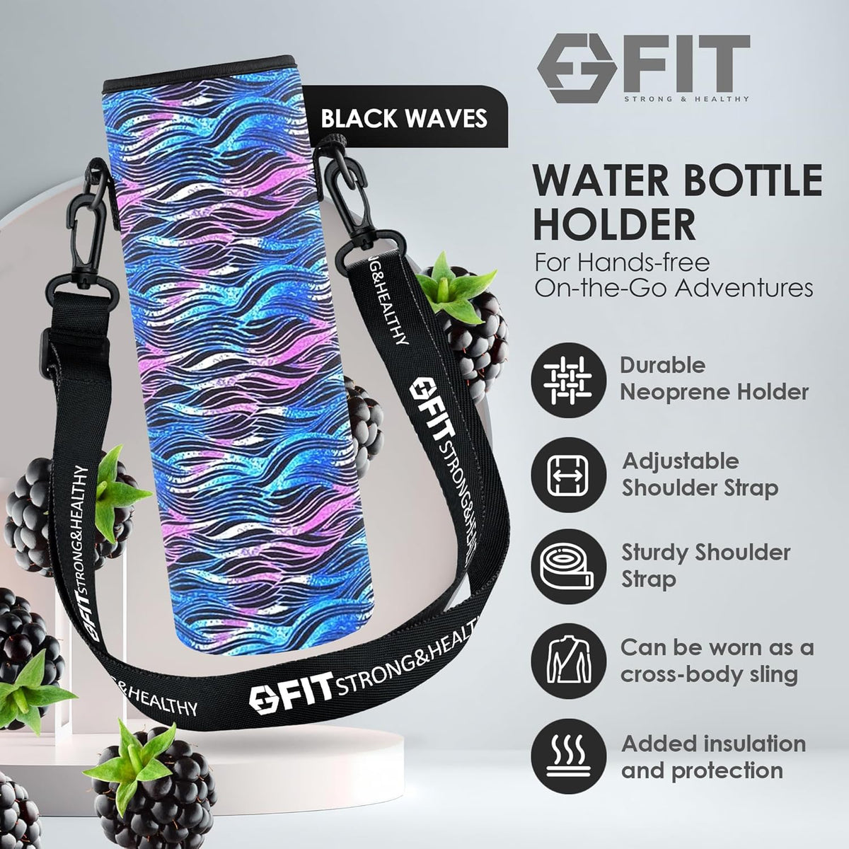 FIT Strong & Healthy 32 oz Glass Water Bottle with Straw Lid, Time Marker, Sleeve & Extra Lid - Motivational, Wide Mouth 1 Liter Glass Drinking Bottle