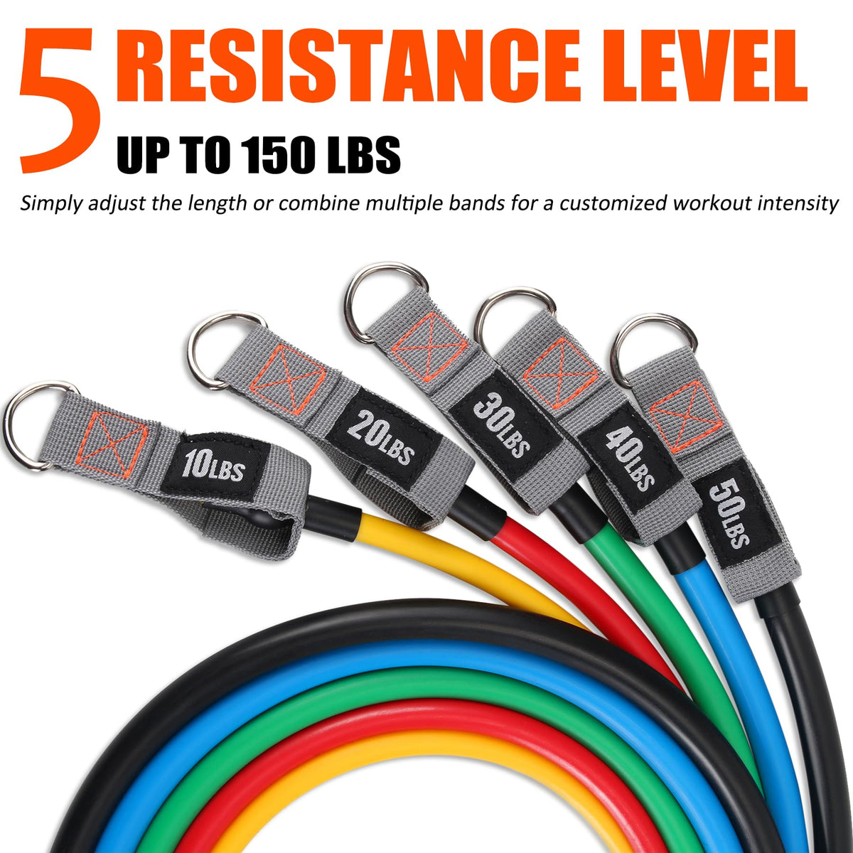 Resistance Bands Set with Handles and Door Anchor for Home Workouts