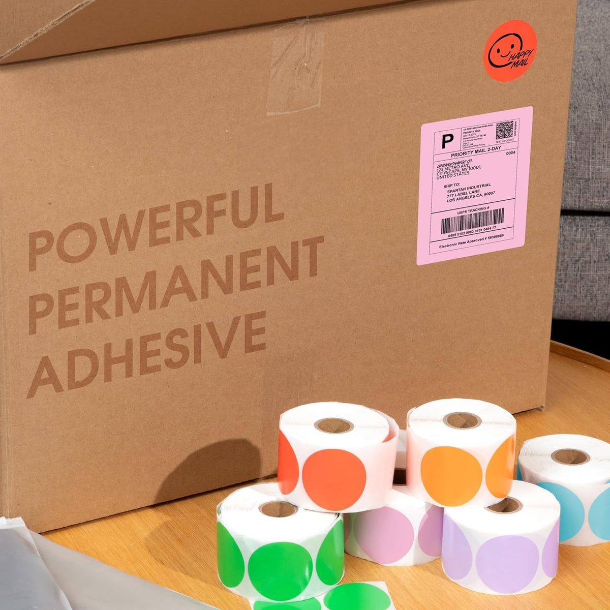 Spartan Industrial - 2" Direct Thermal Circle Labels - Orange Round Stickers for Color Coding, Inventory Tags, and More (2 Rolls, 750/Roll)