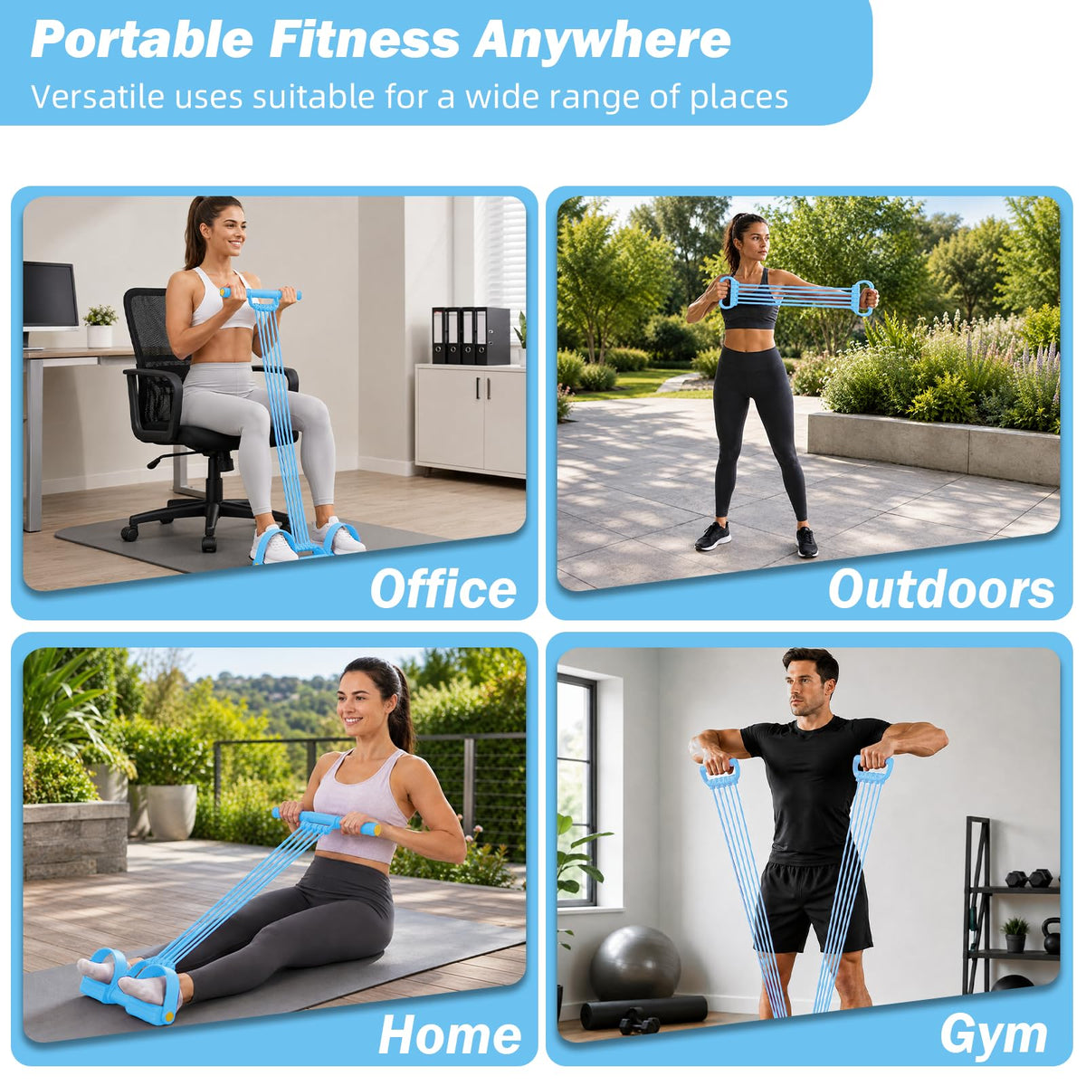 Pedal Resistance Bands with Handles, Upgrade 10-Tubes Adjustable Resistance