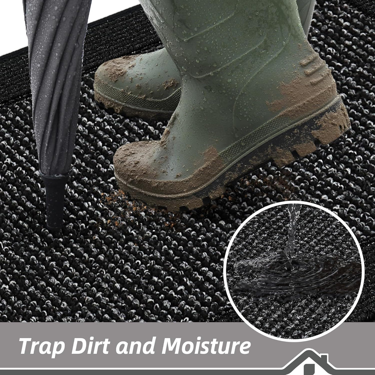 BEQHAUSE Indoor Door Mat 32" x 48", Dirt Trapper Door Mats Non-Slip Entryway Rugs Washable, Resist Dirt Absorbent Welcome Mat, Low Profile Floor Mats for Front Back Door and Entryway, Black