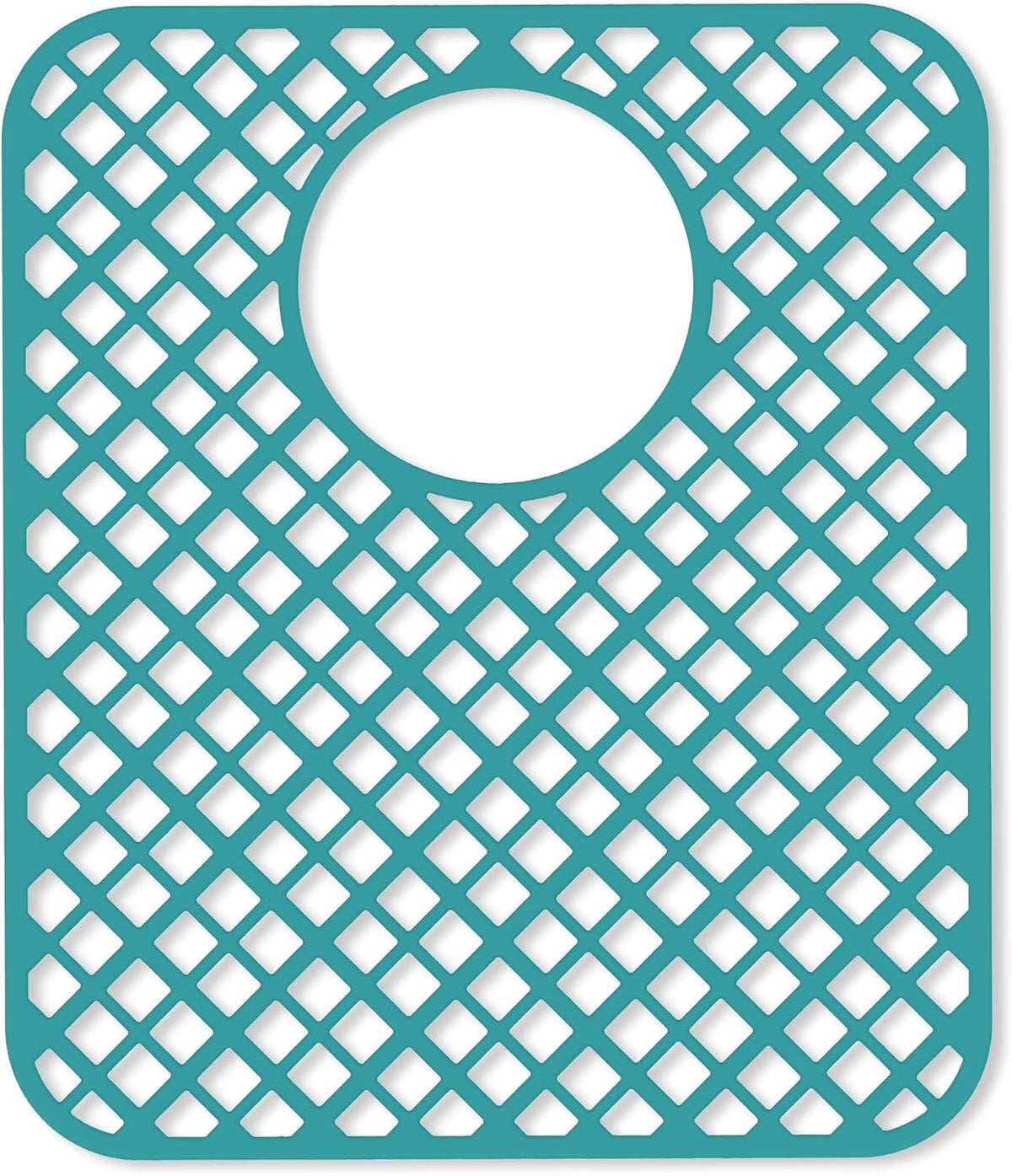 2 Pack Silicone Sink Protectors for Kitchen Sink, Lozenge Pattern 13 x 11 Inches Sink Mat, Non-Slip and Durable Sink Protector Silicone, Rear Drain, Green
