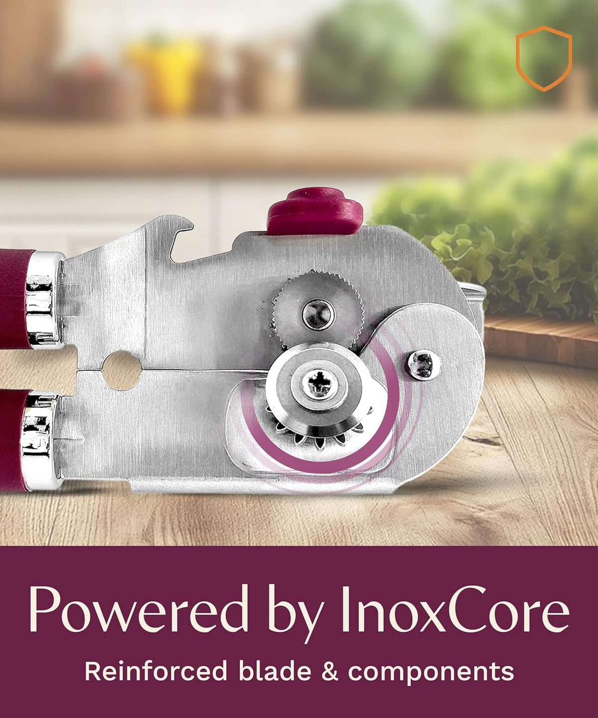 Premium Multifunctional Magnetic Manual Can Opener and Bottle Opener, Heavy Duty Stainless Steel Sharp Cutting Blade and Oversized Easy Turn Knob, Soft-Touch Handle, Kitchen Use, Mauve