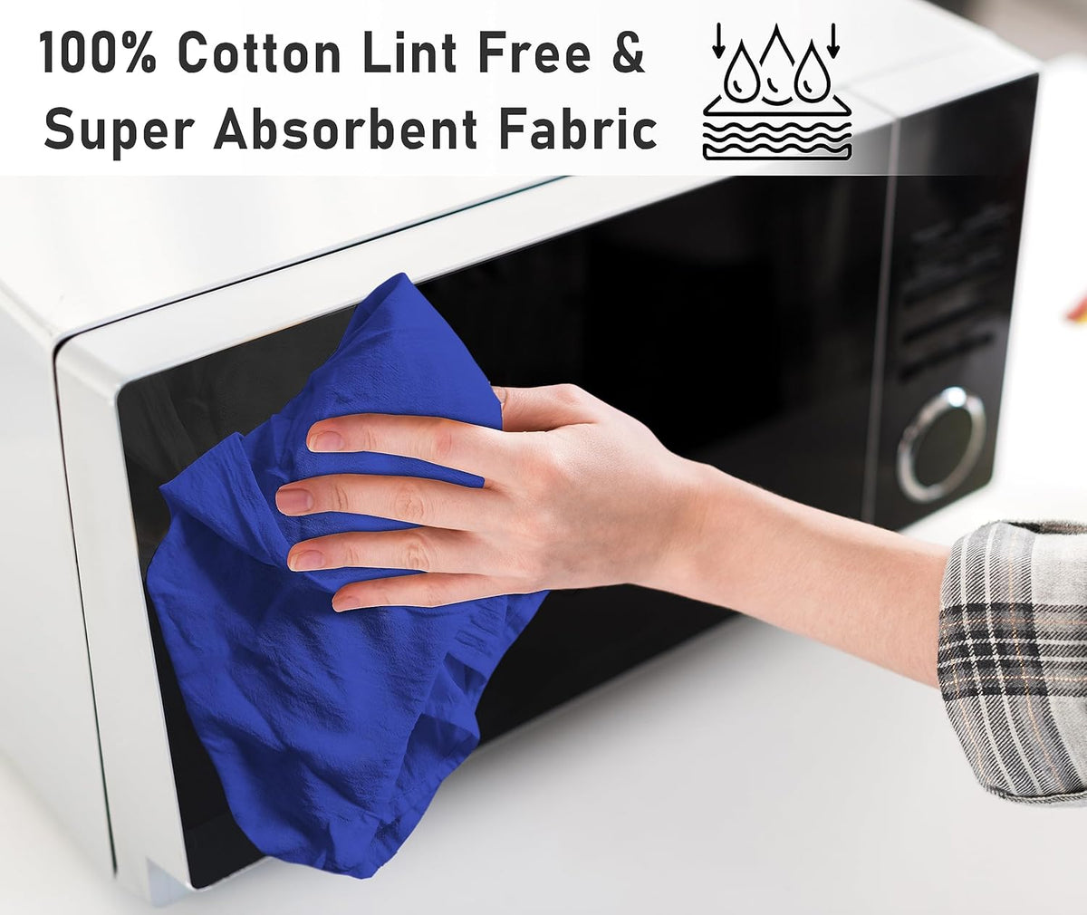 RUVANTI Flour Sack Towels 24 Pack 28x28 Inch, 100% Cotton Tea Towel, Reusable, Machine Washable, Absorbent BarTowels - Dish Cloth Perfect for Drying Dishes & Cleaning - Navy