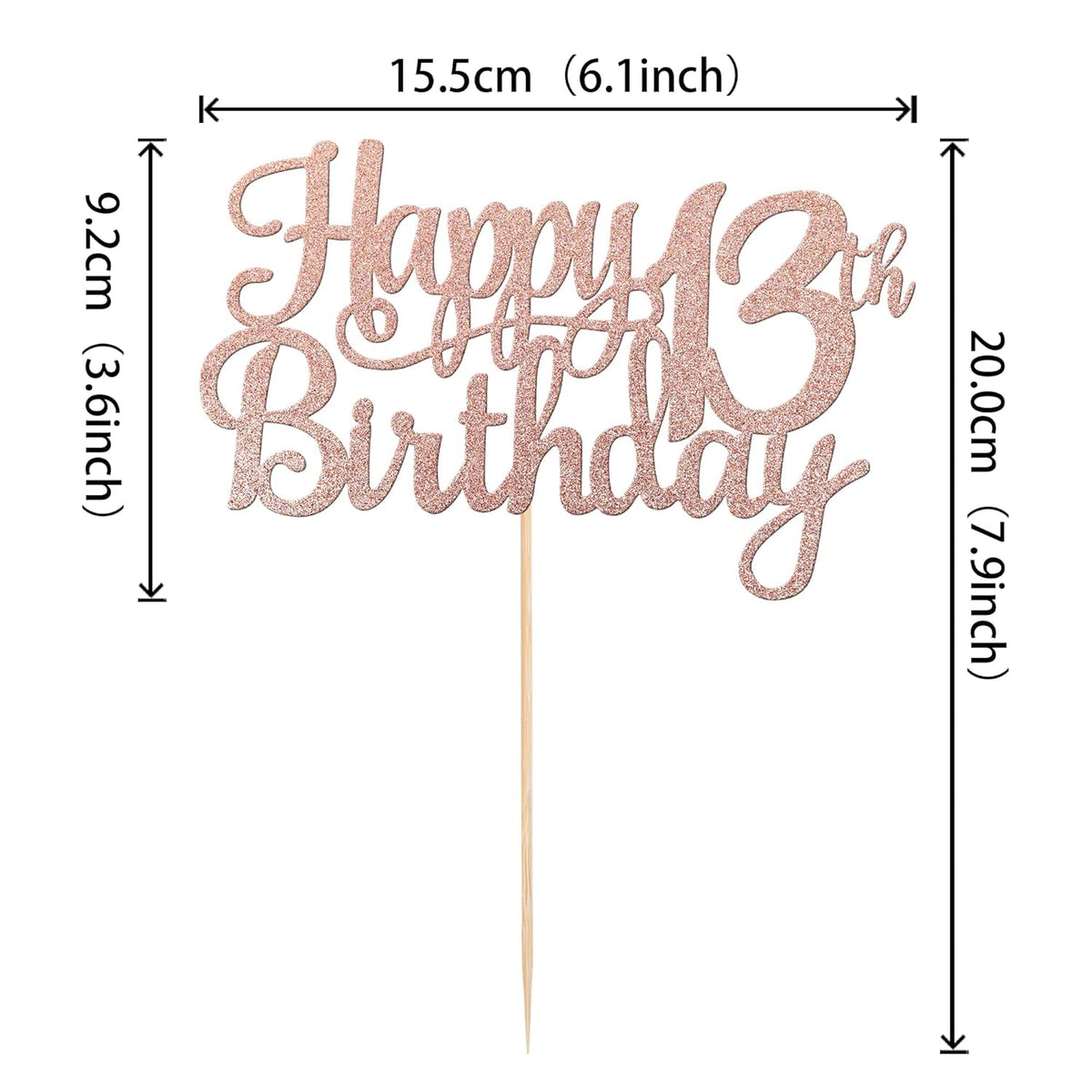 1 PCS Happy 13th Birthday Cake Topper Glitter Cheers to 13 Years Birthday Cake Pick Official Teenager 13 Fabulous Cake Decoration for Happy 13th Birthday Theme Party Decorations Supplies Rose Gold