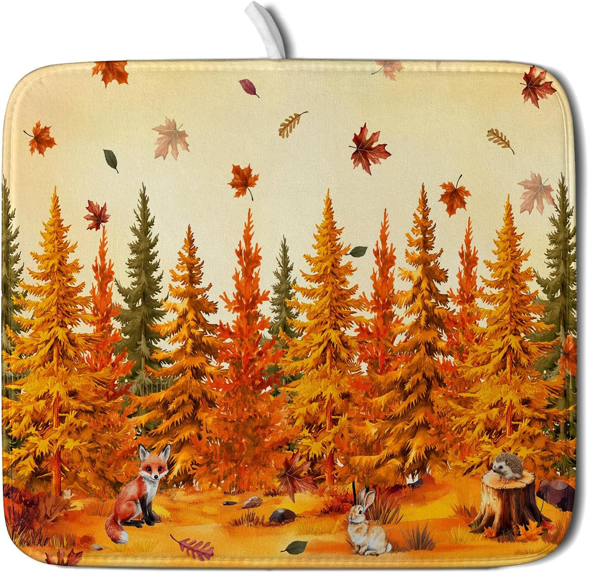 Autumn Drying Matt Kitchen Counter Small Absorbent Coffee Mat Fall Forest Microfiber Drying Mat for Holiday Decor