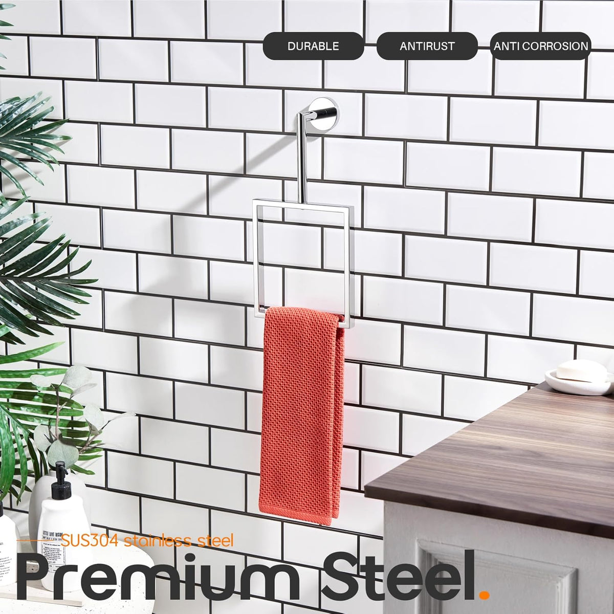 Towel Ring Chrome Bathroom Towel Holders for Wall Rack Polished Stainless Steel Bath Towel Hanger Bathroom and Kitchen Decor, AN3005CH