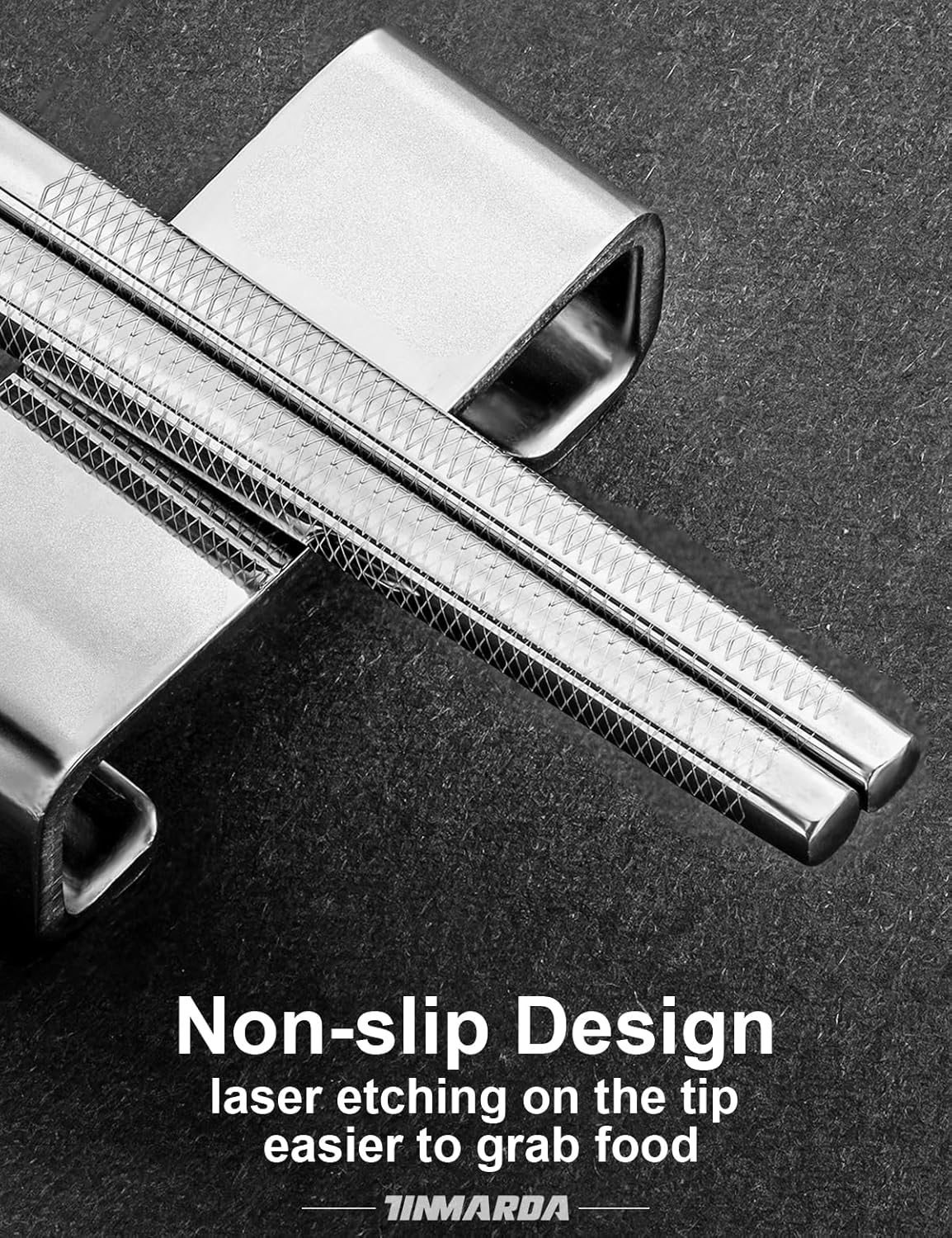 Metal Chopsticks Reusable, 3 Pairs Non-Slip Chop Sticks Reusable Dishwasher Safe, Titanium Plated Stainless Steel Chopsticks Present Set (Blue Silver)
