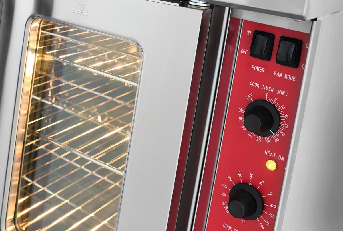 Kratos Commercial Convection Oven, Natural Gas Powered Full Size Single Deck Freestanding Oven, 54,000 BTU, Stainless Steel