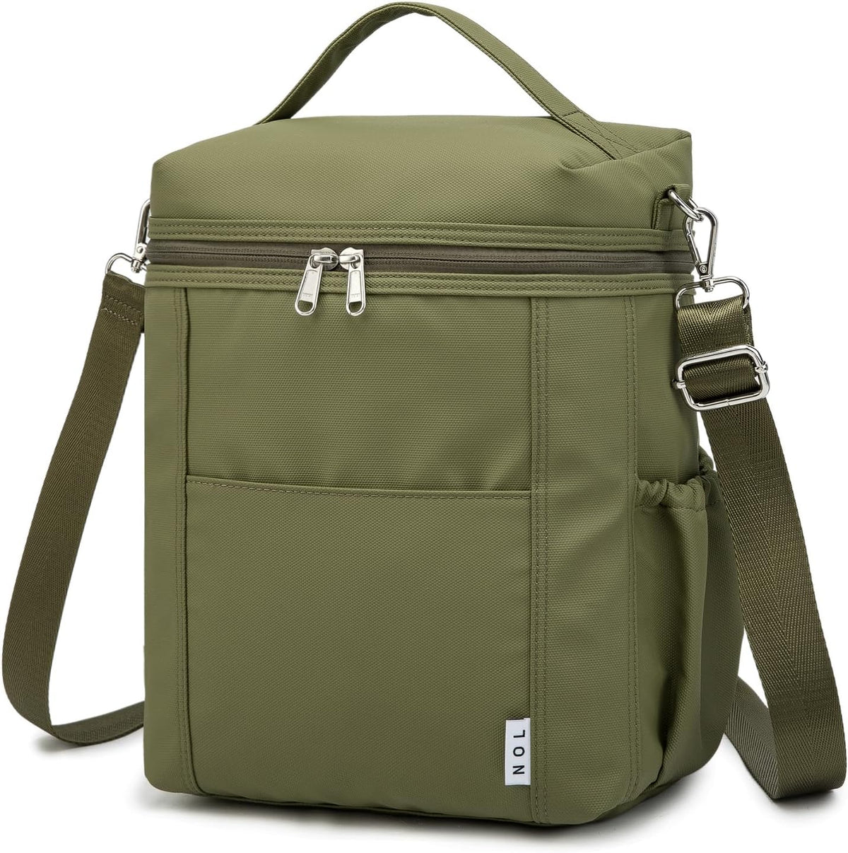 NOL Natural Organic Lifestyle Insulated Lunch Bags for Women Cooler Bag Lightweight Nylon Waterproof Lunch Box For Work (Amy green, Large)