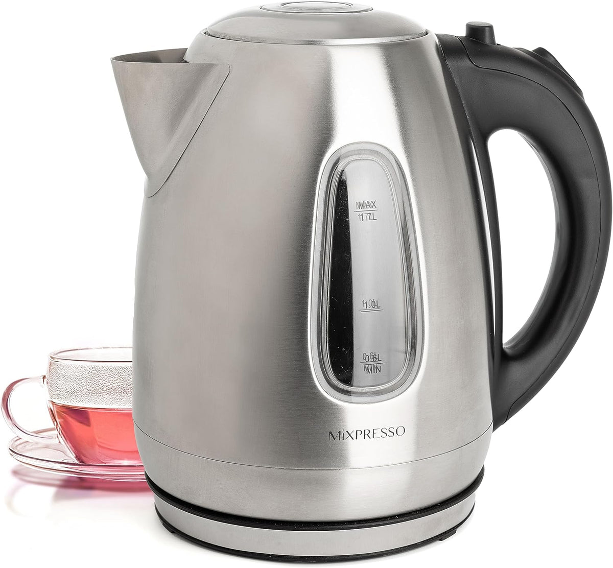 Mixpresso Stainless Steel Electric Kettle, Cordless Pot 1.7L Portable Electric Hot Water Kettle, 1500w Strong Fast Boiling Pot, Water Boiler, Electric Tea Kettle With Boil Dry Protection