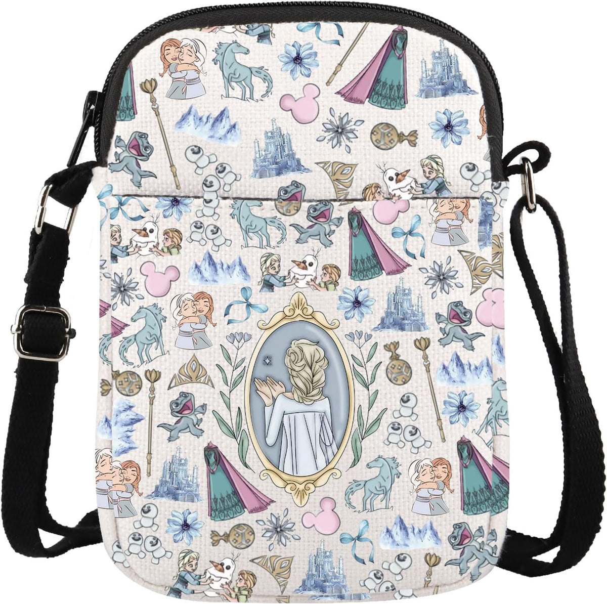 GJTIM Elsa Princess Gift Elsa Merchandise Princess Elsa & Anna Fan Gift Princess Cartoon Character Gift Crossbody Bag