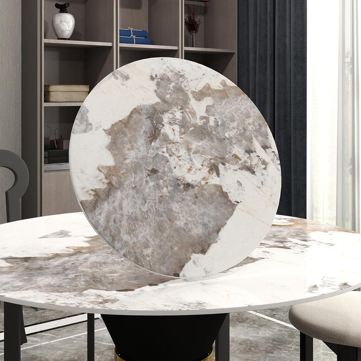 31.5" Lazy Susan for Table Top Sintered Stone Rotating Serving Tray for Dining Table, Kitchen Lazy Susan Organizer Spinning Rotating Food Server Party Centerpieces