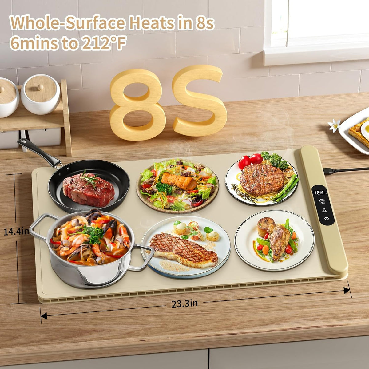 Upgrade Graphene Food Warming Mat, Fast Full Surface Heating Electric Warming Tray, Portable Rollable Food Warmer for Parties Buffet with 6 Temperature and Timer Settings, Gifts for Mom Wife