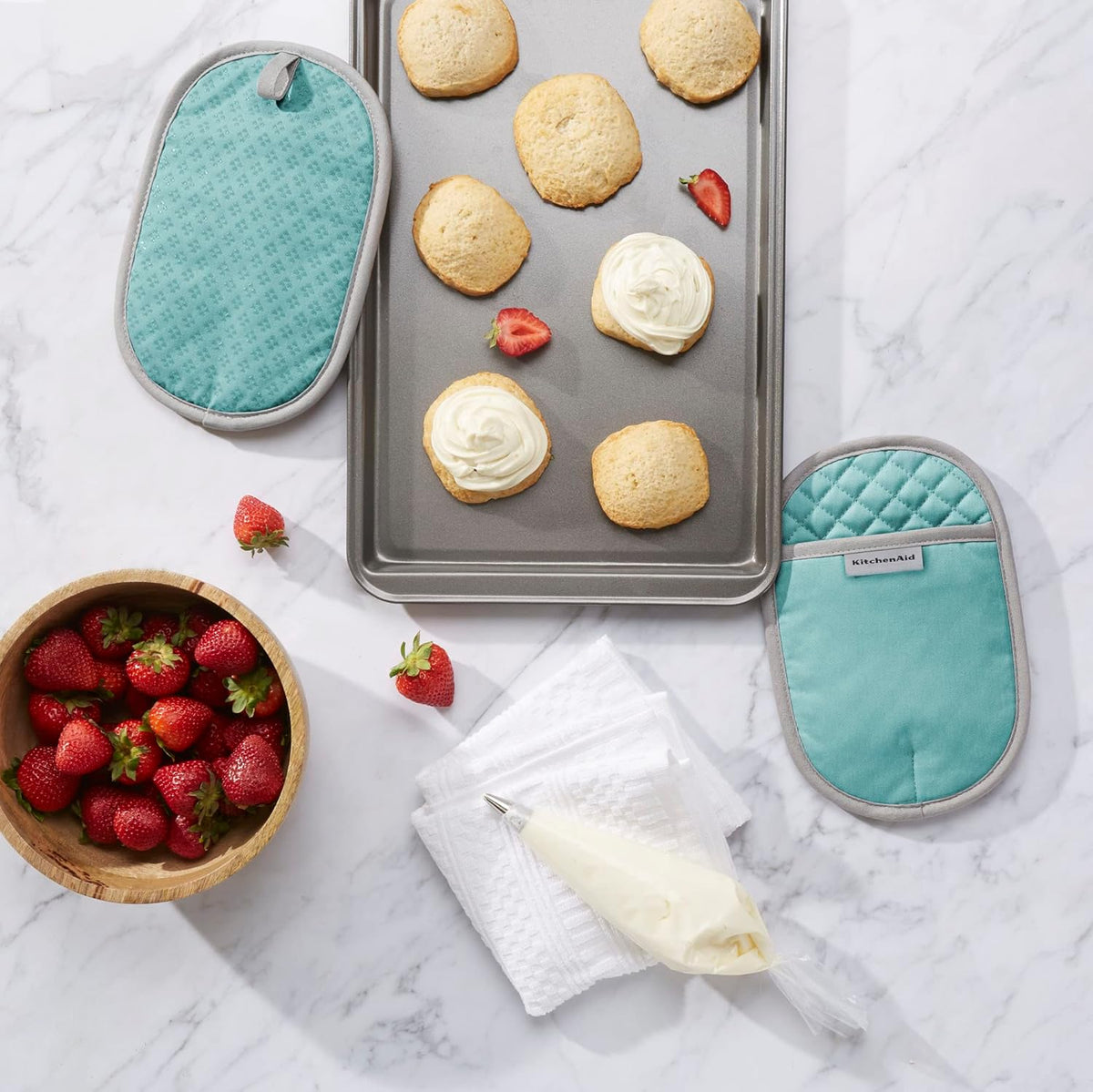 KitchenAid Asteroid Pot Holder 2-Pack Set, Aqua, 6.5"x10"