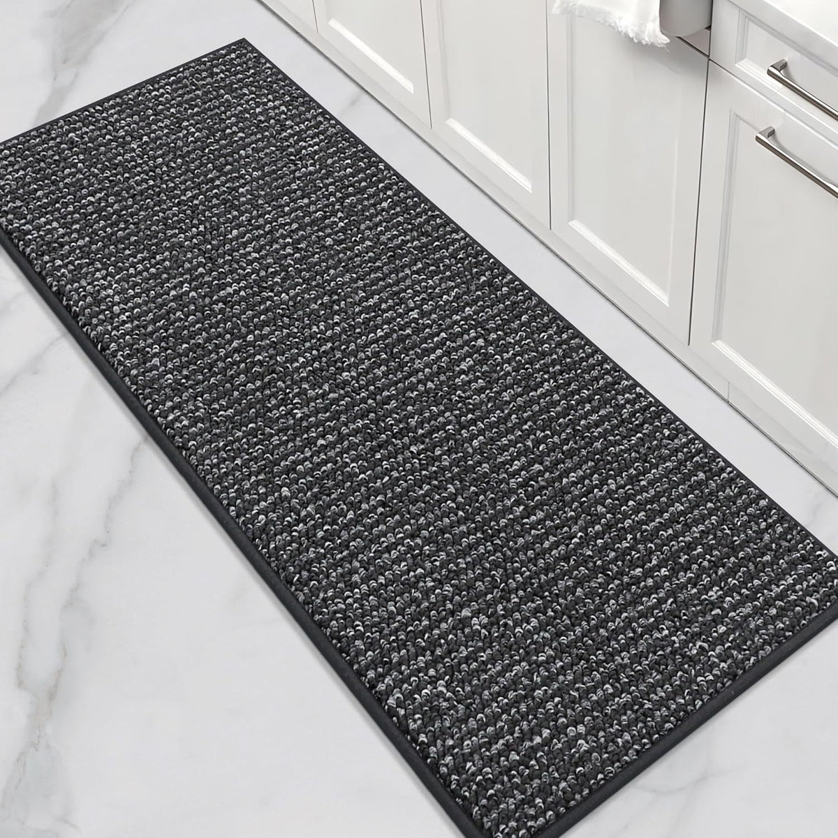 BEQHAUSE Kitchen Runner Rugs 24"x60", Non-Slip Kitchen Mats for Floor, Super Absorbent and Stain Resistant Kitchen Rug, Machine Washable Rugs for Kitchen, Hallway, Laundry & Sink, Charcoal