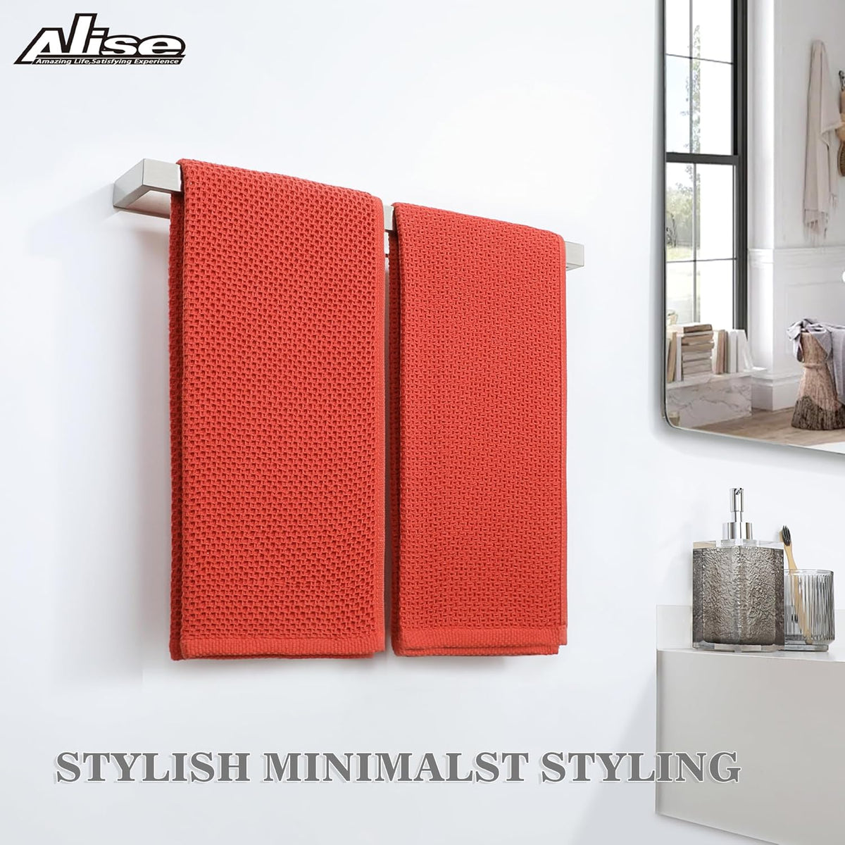 Alise Bath Towel Bar,Wall Mount Towel Holder Towel Rack Towel Hanger for Bathroom Lavatory,20 Inch SUS304 Stainless Steel Towel Rail,Brushed Finish,GJF050-LS