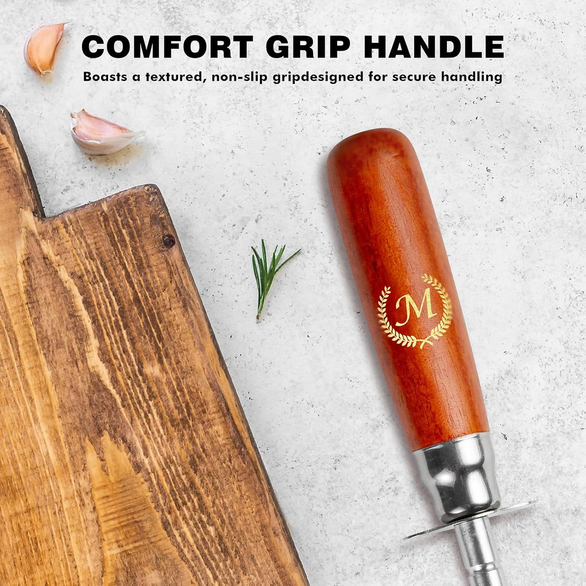 Knife Sharpener Rod, Kitchen Knives Sharpener Carbon Steel Professional Knife Sharpening Steel, Honing Rod with Hanging Holes (13 inches), M