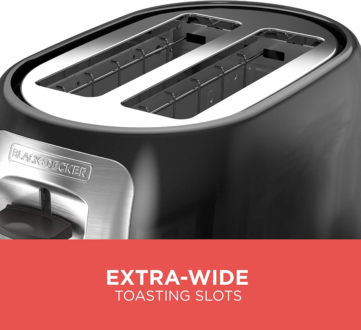 BLACK+DECKER 2-Slice Toaster, TR1278BD, Extra Wide Slots, 7 Shade Settings, 850 Watts, Frozen and Bagel Buttons