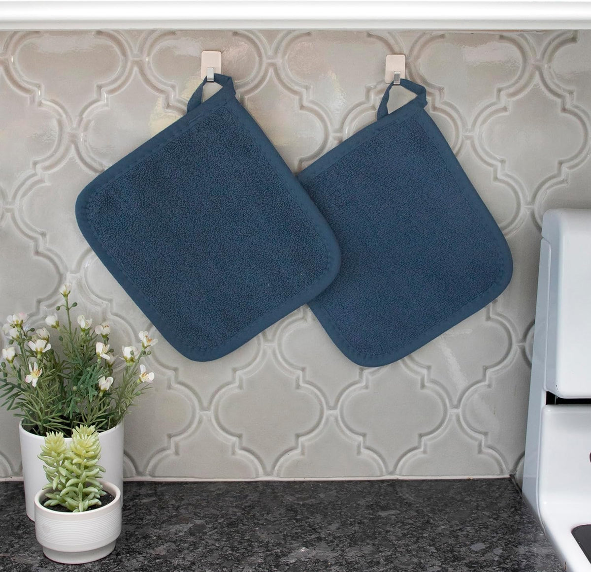 RITZ Terry Potholder & Hot Pad: Unparalleled Heat Resistant, Durable 100% Cotton – Ergonomically Designed for Optimal Grip – Easy-Care Machine Washable – 2-Pack, Midnight