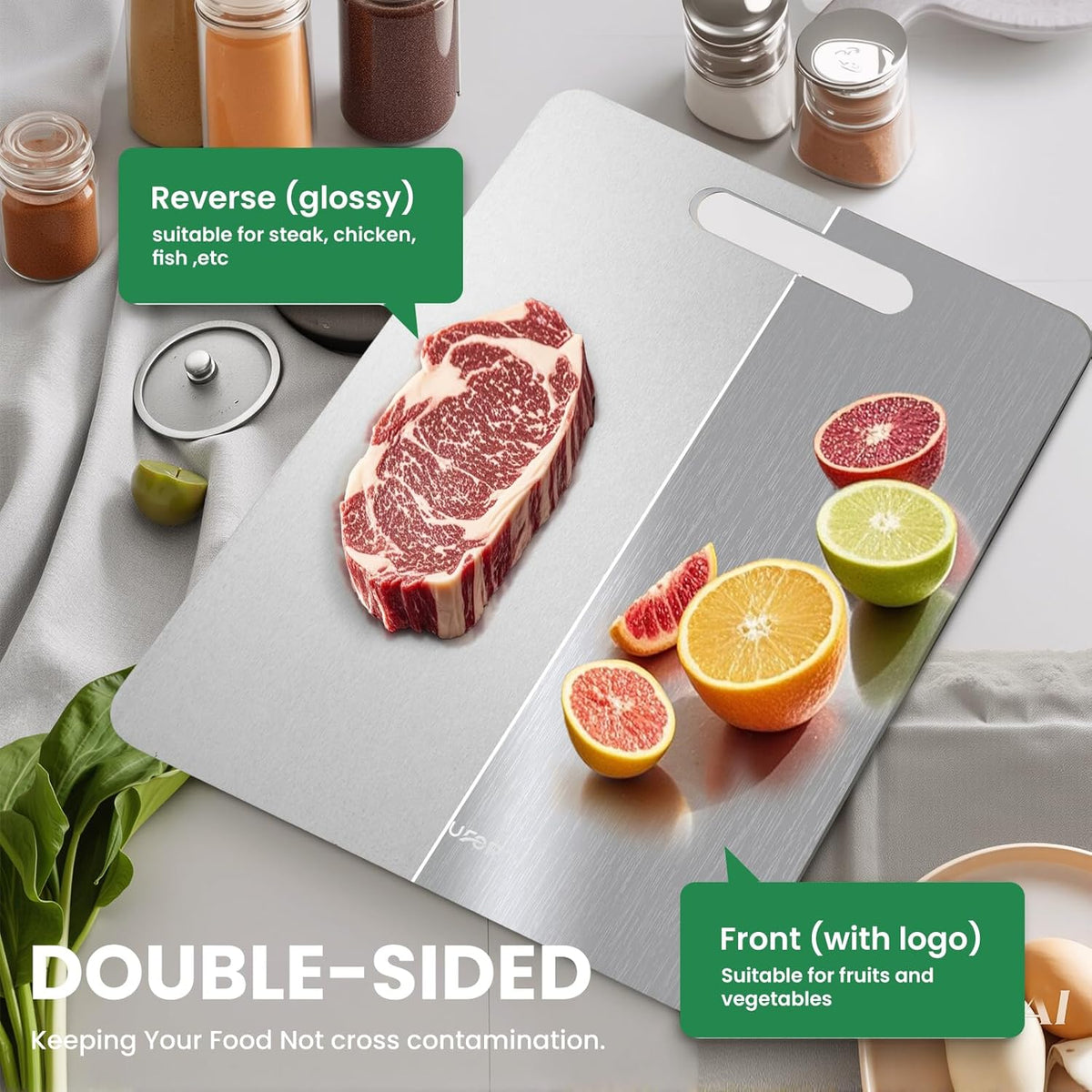 New Titanium Cutting Board - 100% Pure Titanium Cutting Boards For Kitche,Easy to clean,Cutting Board For Cutting Meats, Fruits And Vegetables,13 * 9