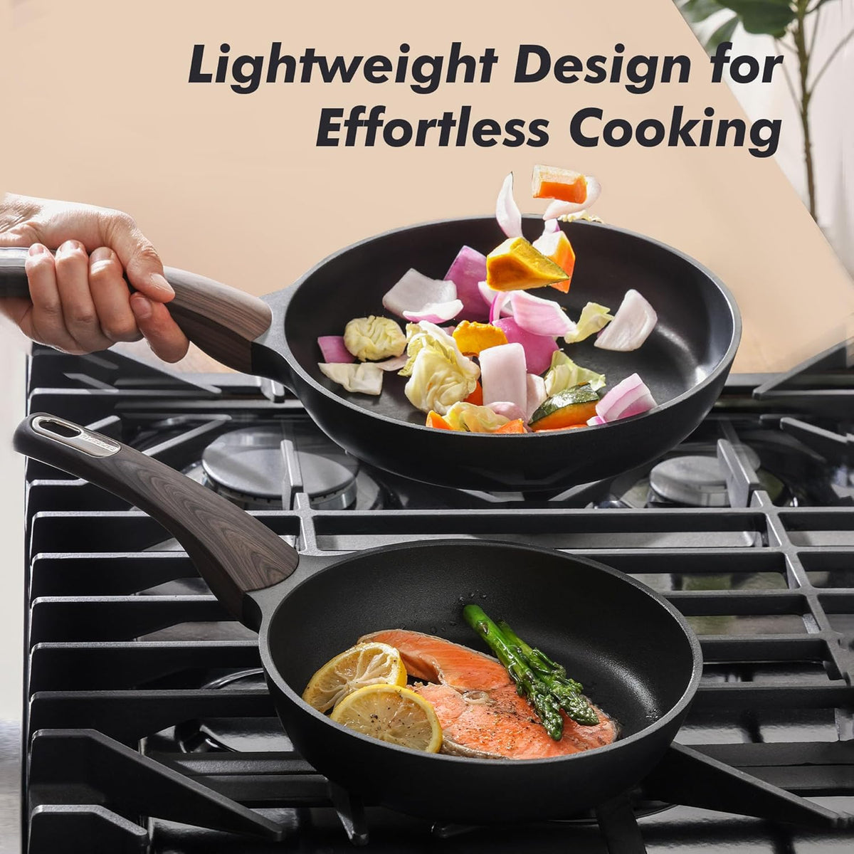 SENSARTE Nonstick Frying Pan Skillet 8Inch Non Stick Egg Pan Omelette Pans, Healthy Kitchen Cooking Chef's Pan, Free of Intentionally Added PFOA/PFOS, Induction Compatible, Black