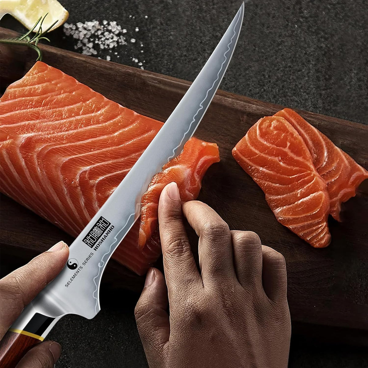 Fillet Knife 7 Inch, Japanese Super Steel Boning Knife for Meat Chicken Cutting, Razor Sharp Fish Fillet Knives with Ergonomic Red Sandalawooden Handle