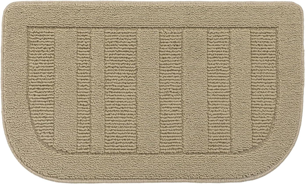 BEQHAUSE 30x18 Inch Kitchen Rug Mat Durable Kitchen Rugs Non-Slip Washable Absorbent Kitchen Mats for Floor Dirt-Resistant Semicircular Kitchen Mat (Beige)