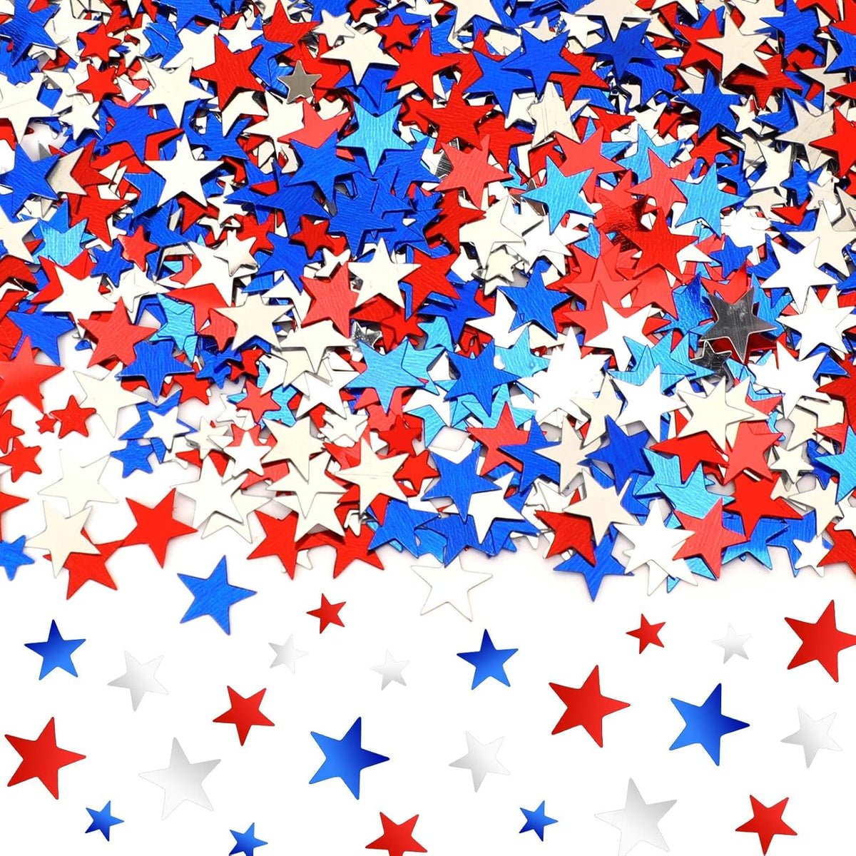 MARFOREVER 4th of July Confetti, Red White and Blue Confetti Table Decorations Glitter Patriotic Scatter Independence Day Star Sprinkles for Fourth of July Memorial Day Party Supplies