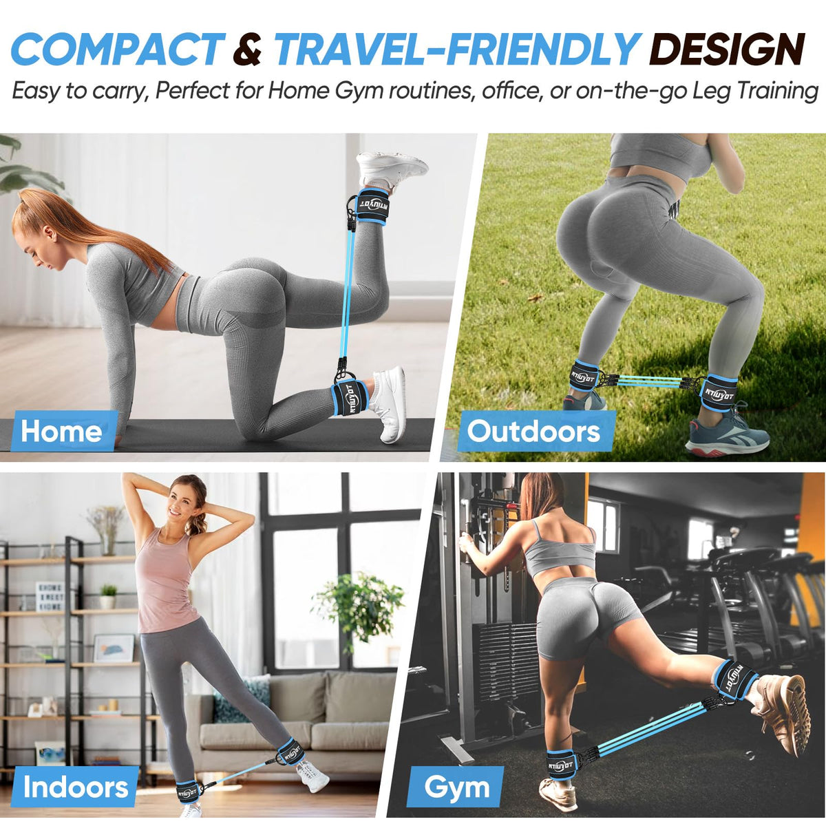 NTIUYOT Ankle Resistance Bands with Cuffs, Workout Equipment for Women, at Home Workout Equipment, Resistance Bands for Leg Glute Training, Women’s Home Gym Essentials & Butt Exercise Equipment