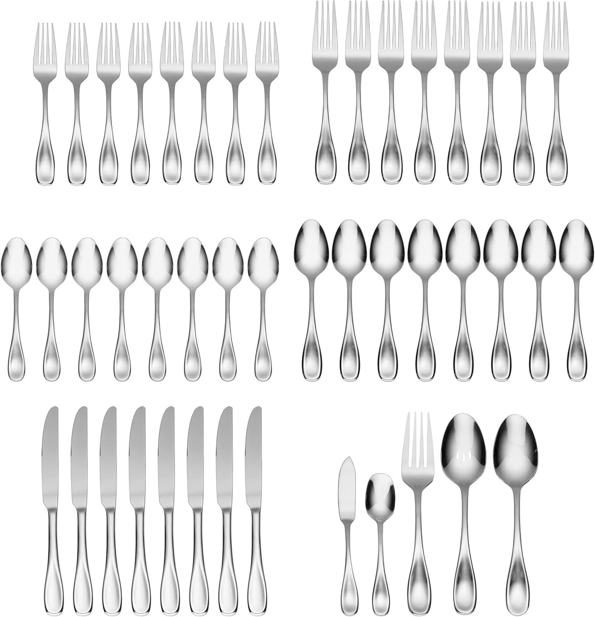 Oneida H003045AL20 Voss 45-Piece Everyday Flatware Set, Service For 8