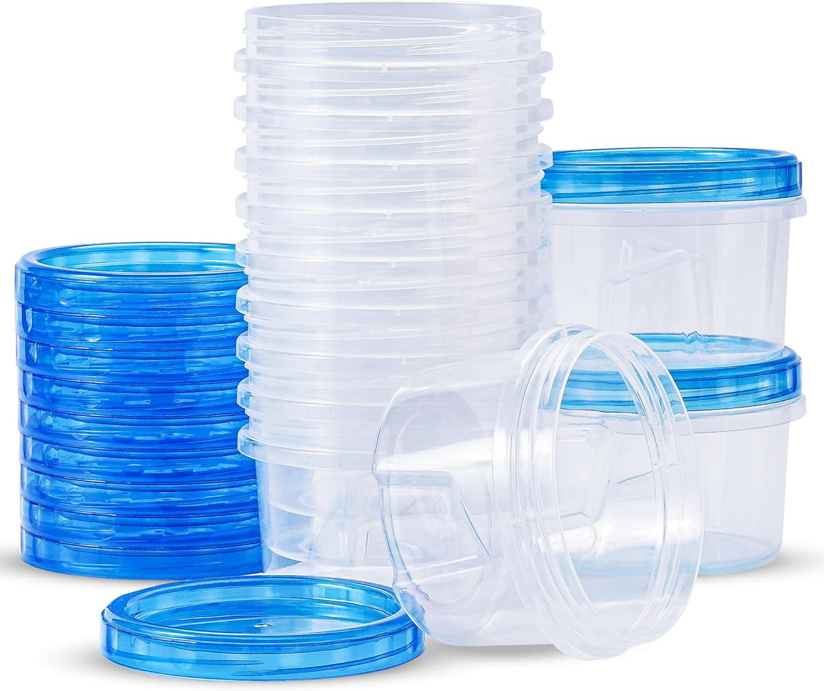 RFAQK 24 pcs Freezer Storage Containers with Lids-(16OZ) 12 Food Storage Containers with 12 Twist Top-Deli Container for Soup-Reusable Plastic Box for Lunch, Gym, Travel