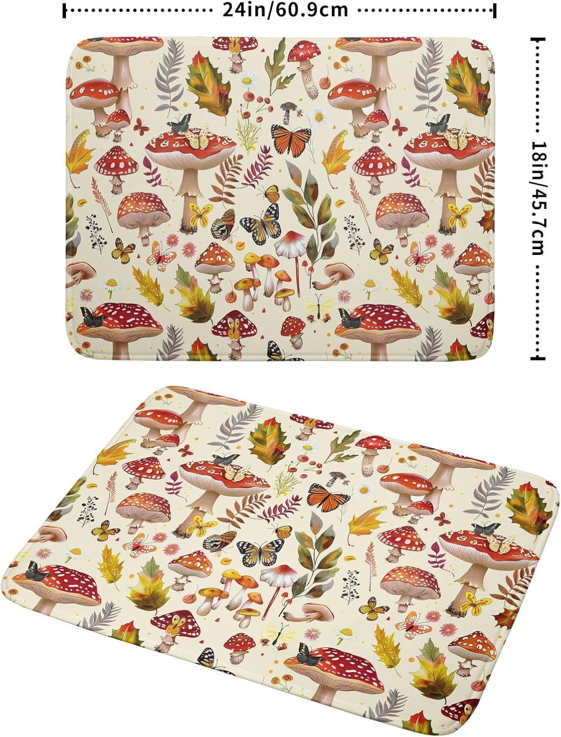 Magic Mushroom Dish Drying Mats Botanical Decorative Absorbent Drying Pad Microfiber Kitchen Sink Rack Mats 18 X 24 Inch
