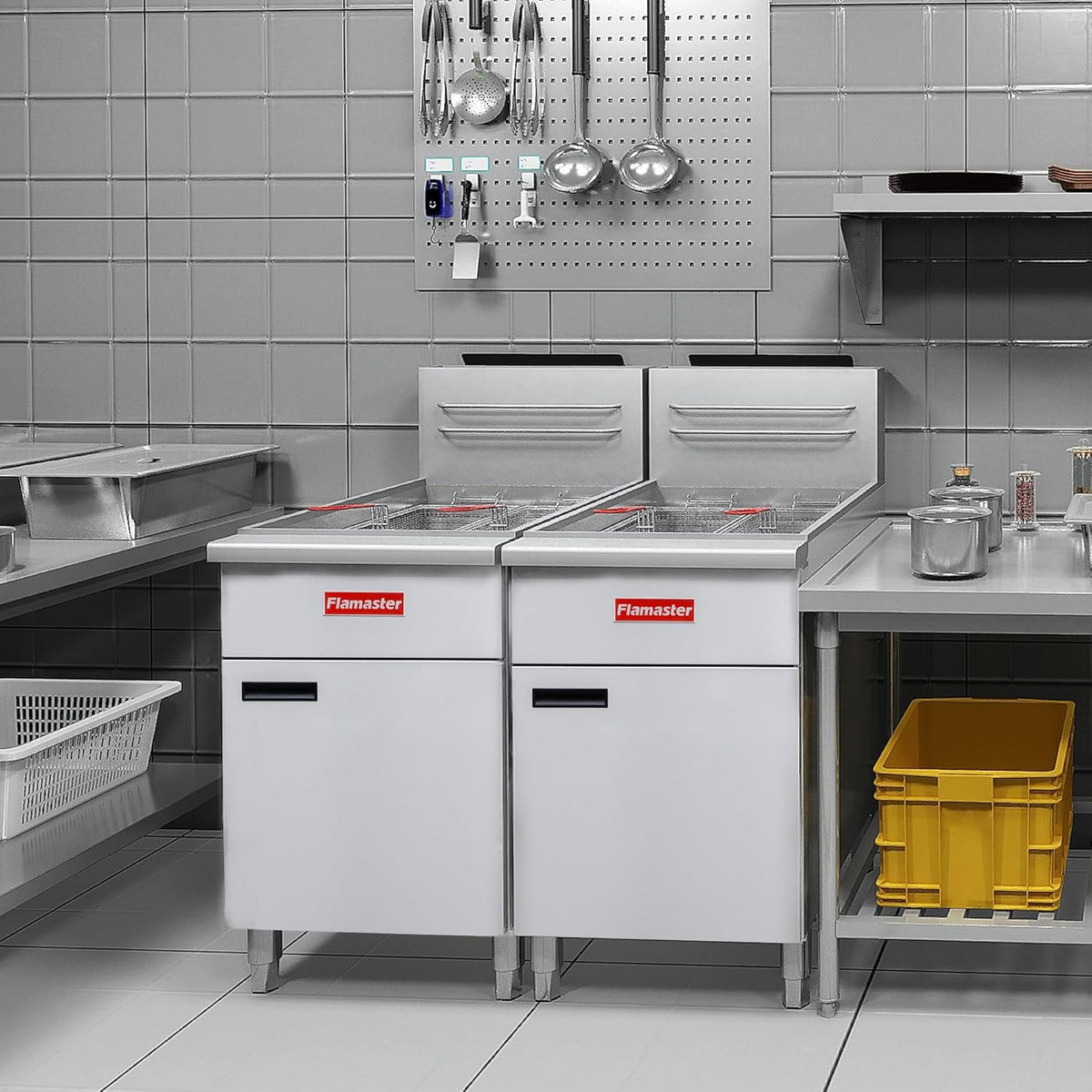 Commercial Gas Floor Fryer with 2 Baskets, 150000 BTU Propane Fryer - Only Commercial Use, 5 Heating Tubes, 80 lb Capacity Deep Fryer for Restaurants, Fast Food, Food Trucks