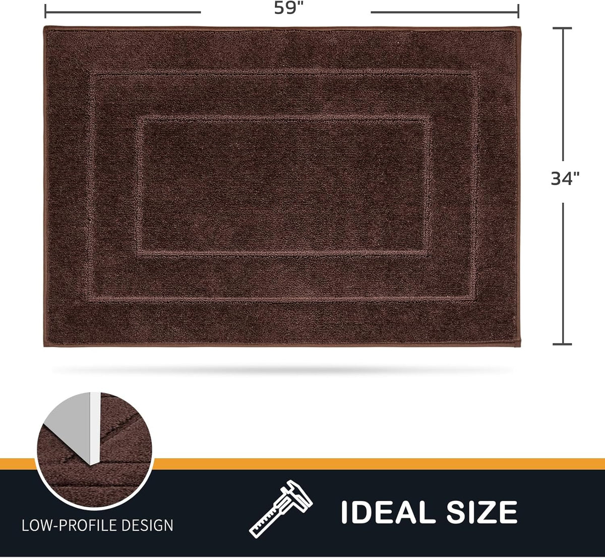 PURRUGS Dirt Trapping Door Mat 34" x 59", Non-Slip/Skid Machine Washable Entryway Area Rug, Dog Doormat, Super Absorbent Welcome Mat for Muddy Wet Shoes and Paws, Brown