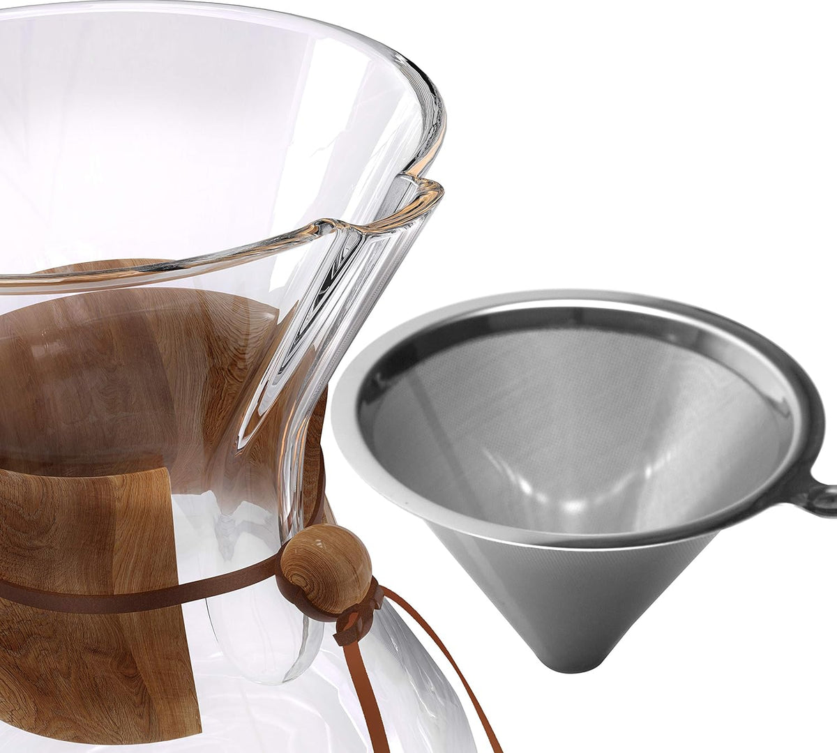 AGOGO Pour Over Coffee Maker Glass - 6/8/10 Cup Barista Kit with 304 Stainless Filter for Home, Office, Camping, Cafes - Easy Clean Coffee Dripper Set (Rag&Brush Included) (8 Cup/28 oz)