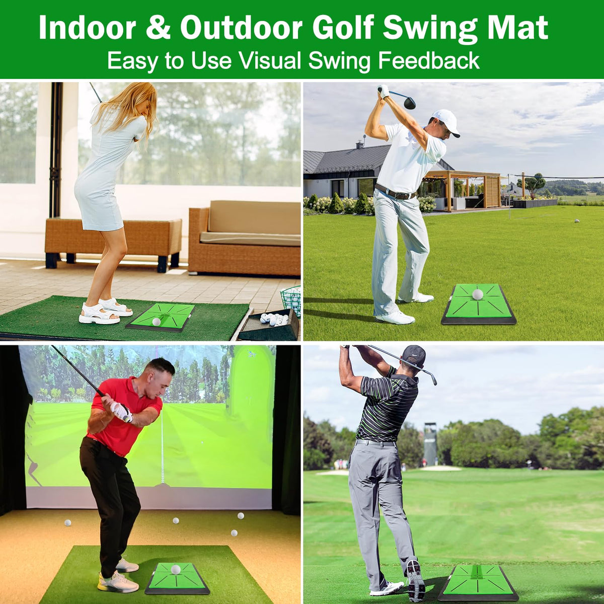 MONOJOY Golf Mat Practice Indoor/Outdoor with Replaceable 15.7"x11.8" Pads
