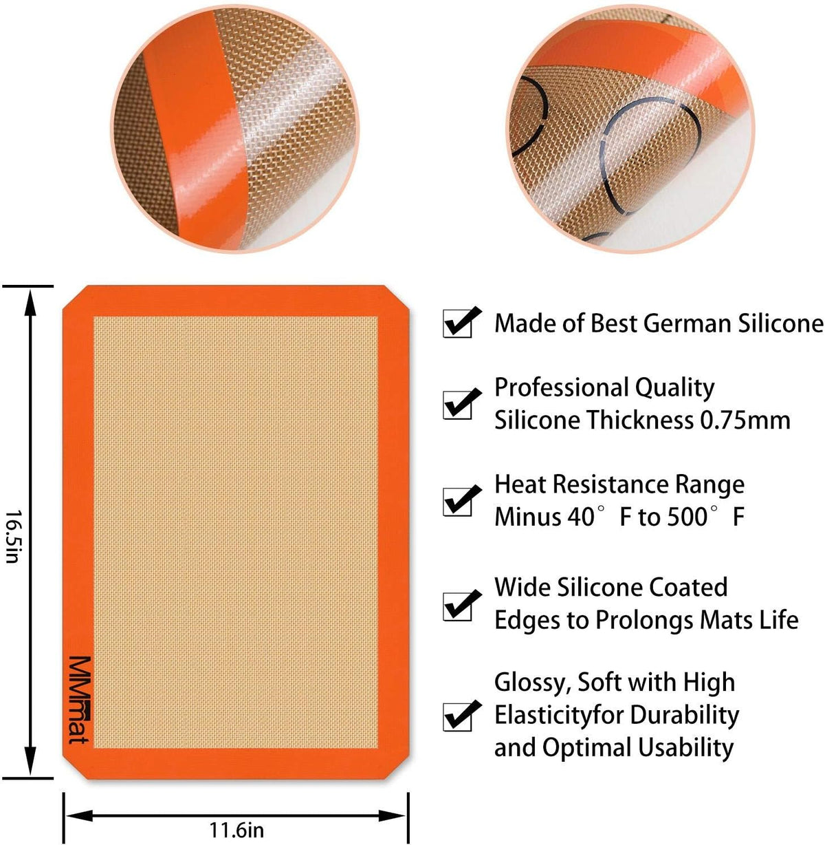 Silicone Baking Mat - Best German Silicone - Non Slip Silicone Baking Sheet, Non Stick Reusable Silicone Mats for Baking, Oven Liner, Counter Mat, 2 Half Sheets Mats + 1 Macaron Cookie Sheet
