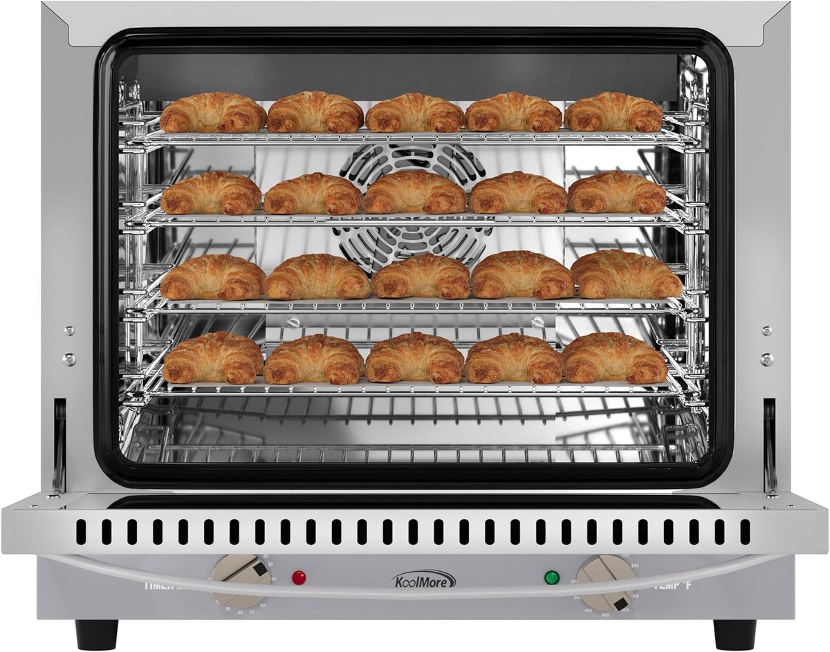 KoolMore 23 in. Countertop Convection Oven for Half-Size Pans with 4 Racks and 2800W of Power in Stainless-Steel - 208/240V, 2.3 cu. ft. ETL Listed (KM-CTCO220-23)