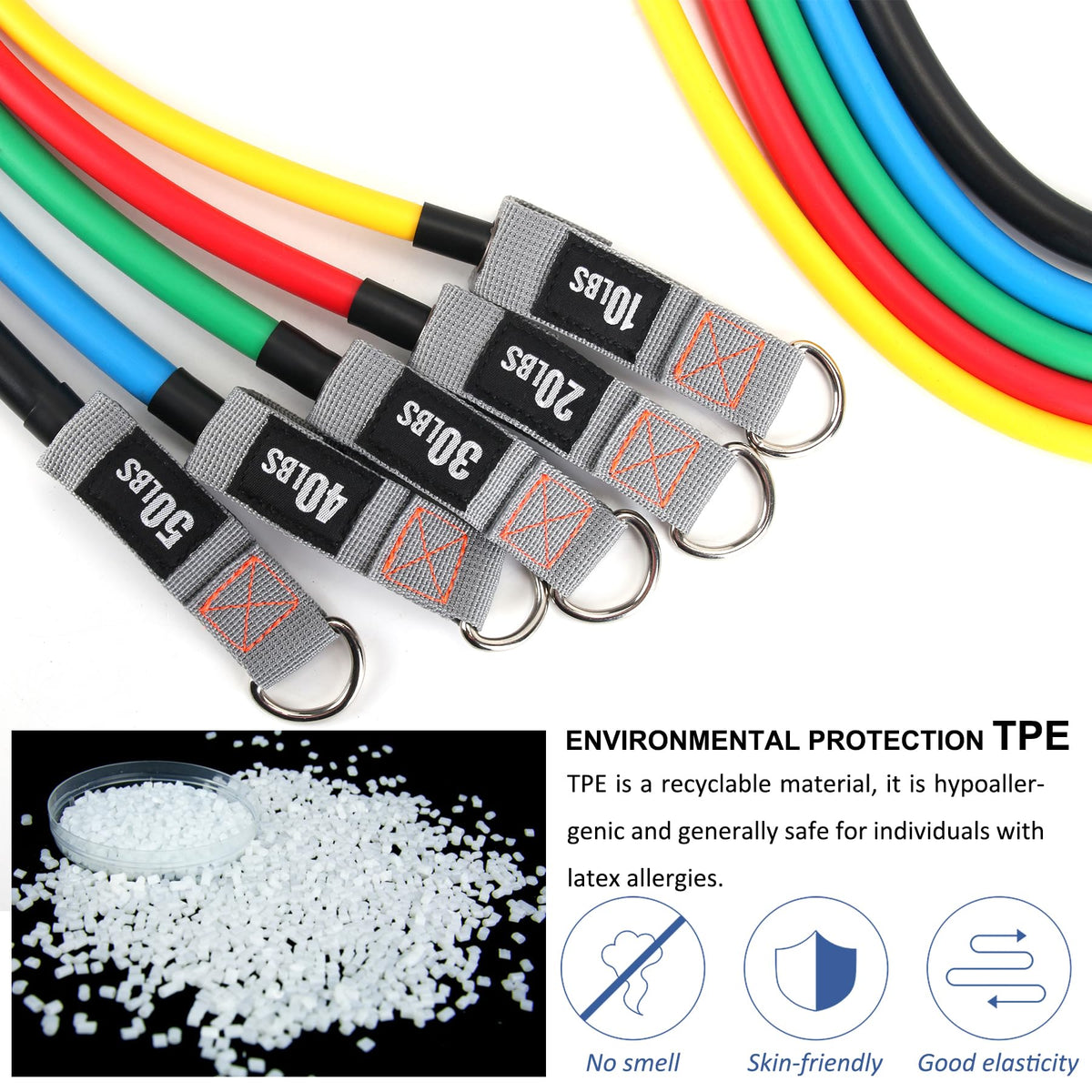 Resistance Bands Set with Handles and Door Anchor for Home Workouts