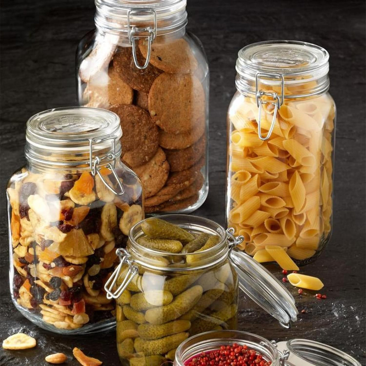 Bormioli Rocco Fido 5L Glass Jar - 169oz Airtight Storage with Metal Clamp & Rubber Gasket - Ideal for Fermentation, Home Canning, Dry Food Storage - Great for Kitchen Organization, Made in Italy