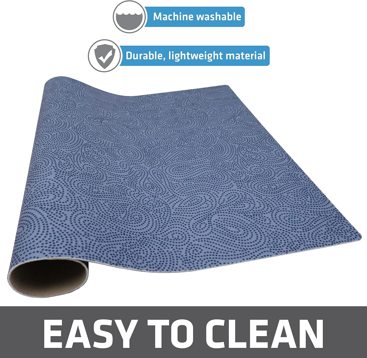 Drymate XL Dish Drying Mat, Oversized (19”x24”), Low-Profile, Super Absorbent, Quick Dry Fabric, Waterproof & Slip-Resistant, for Kitchen Counter, Trimmable, Easy to Clean (USA Made)(Blue)