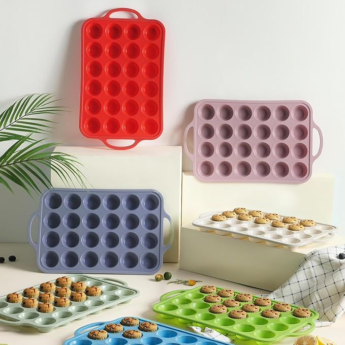 24 Cups Silicone Muffin Pan with Metal Reinforced Frame Cupcake Tray Egg Mold Mama Mommy Mom Ever Christmas Xmas Birthday Law Step Stepmom Stepmother Who Have Everything Good Unique Useful Present