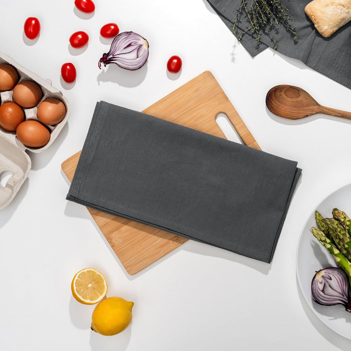 Organic Cotton Gray Tea Towels - 10 Pack, 27"x27", 100% Cotton Gray Flour Sack Towels for Kitchen and Baking Use - Durable, Absorbent and Customizable Gray Dish Towels (10 Pack Gray)